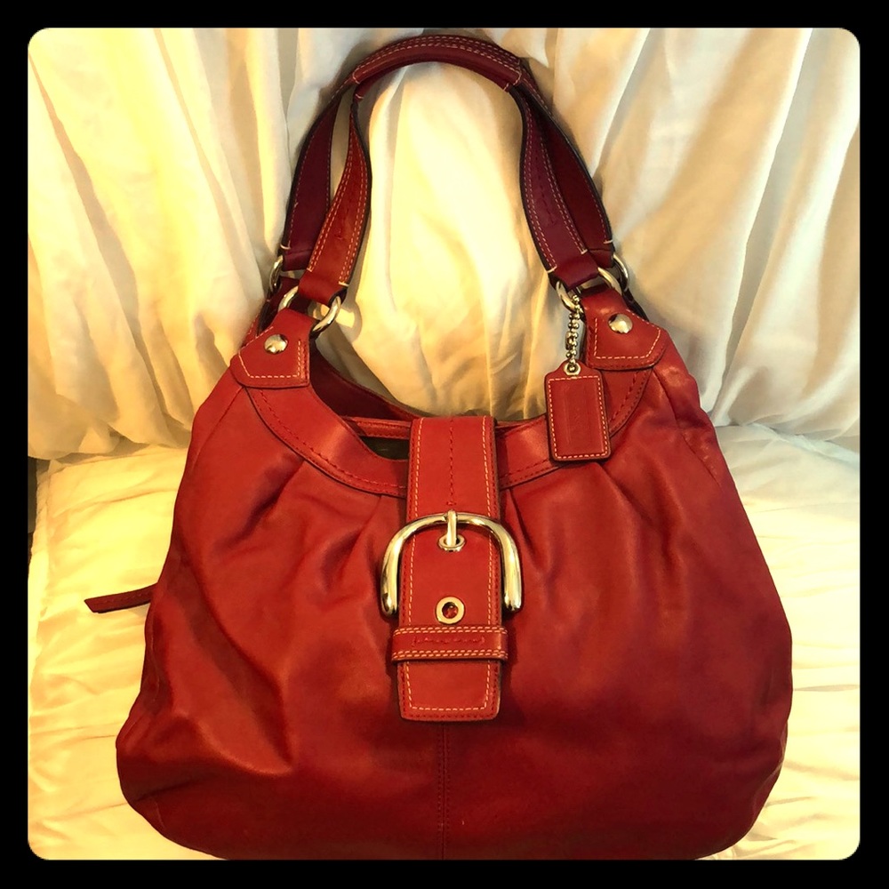 Coach Red Leather Shoulder Bag